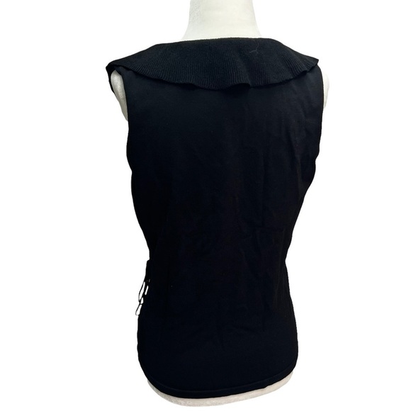 nygard Collection Knit Tank Top Black Ruffle Neckline Size S - Picture 5 of 9